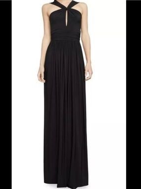 BCBGMAXAZARIA Black Halter Evening Gown